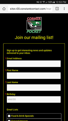 Corner Pocket Website