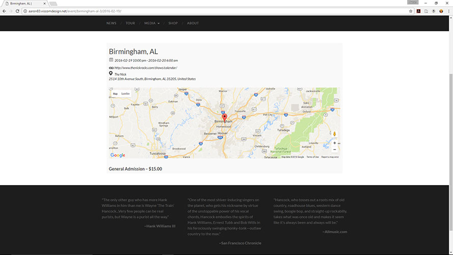 Wayne 'The Train' Hancock Website